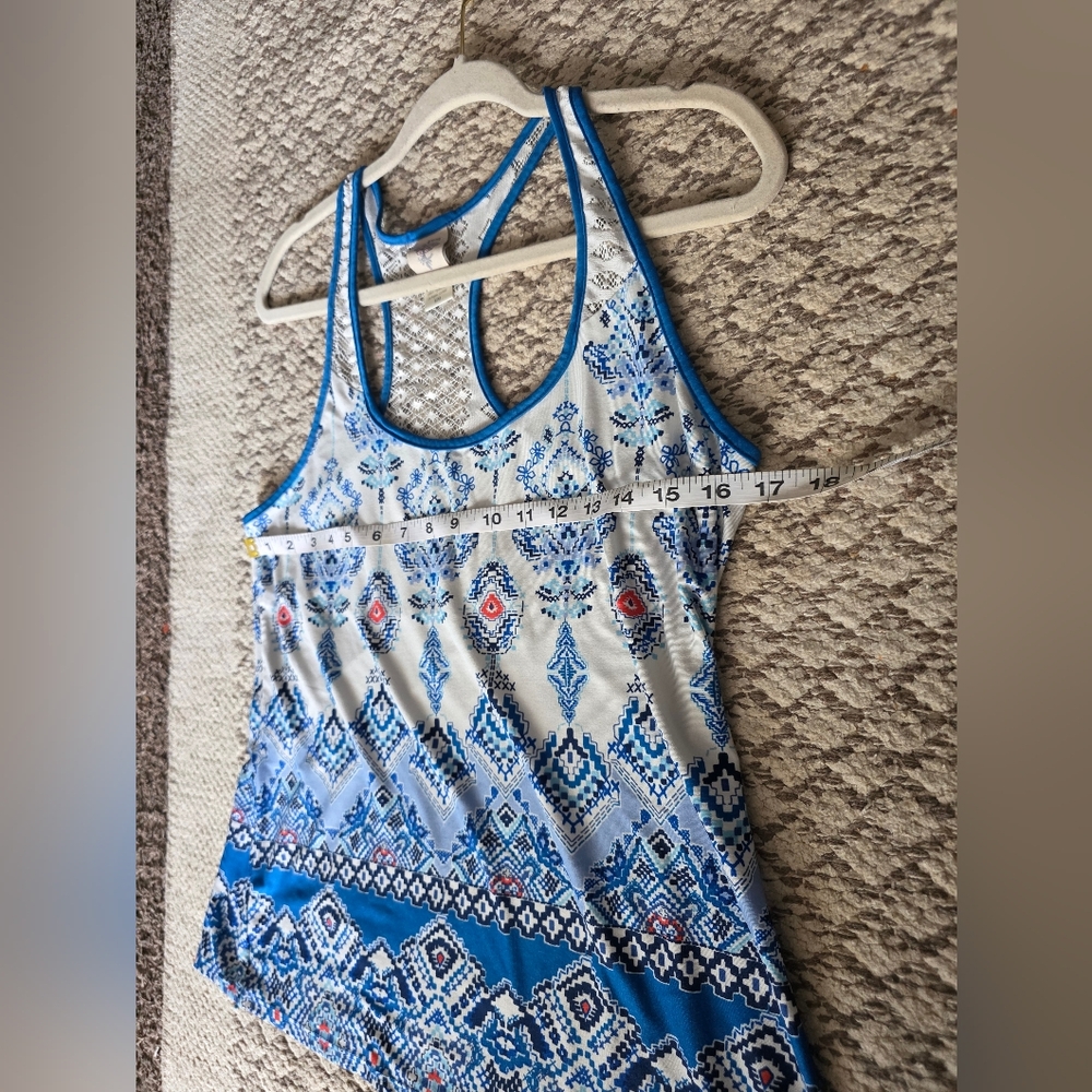 In Bloom Blue And Orange Patterned Tank Tops View 5